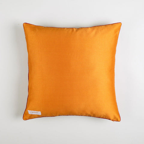Chanderi Cushion Cover - 16x16, Mustard - Eyaas