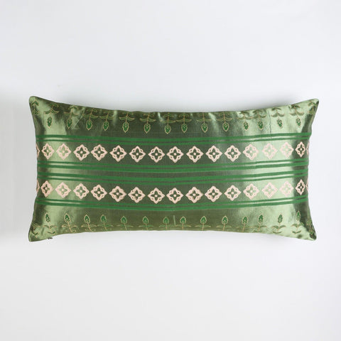 Silk Lumbar Cushion Cover - Green - Eyaas