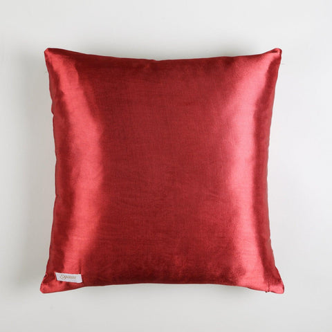 Silk Cushion Cover - 18x18, Plain, Red - Eyaas