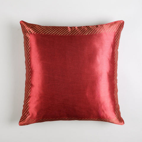 Silk Cushion Cover - 18x18, Plain, Red - Eyaas