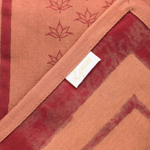 Block-Printed Cotton Table Cloth Cover, Rust & Maroon - Eyaas