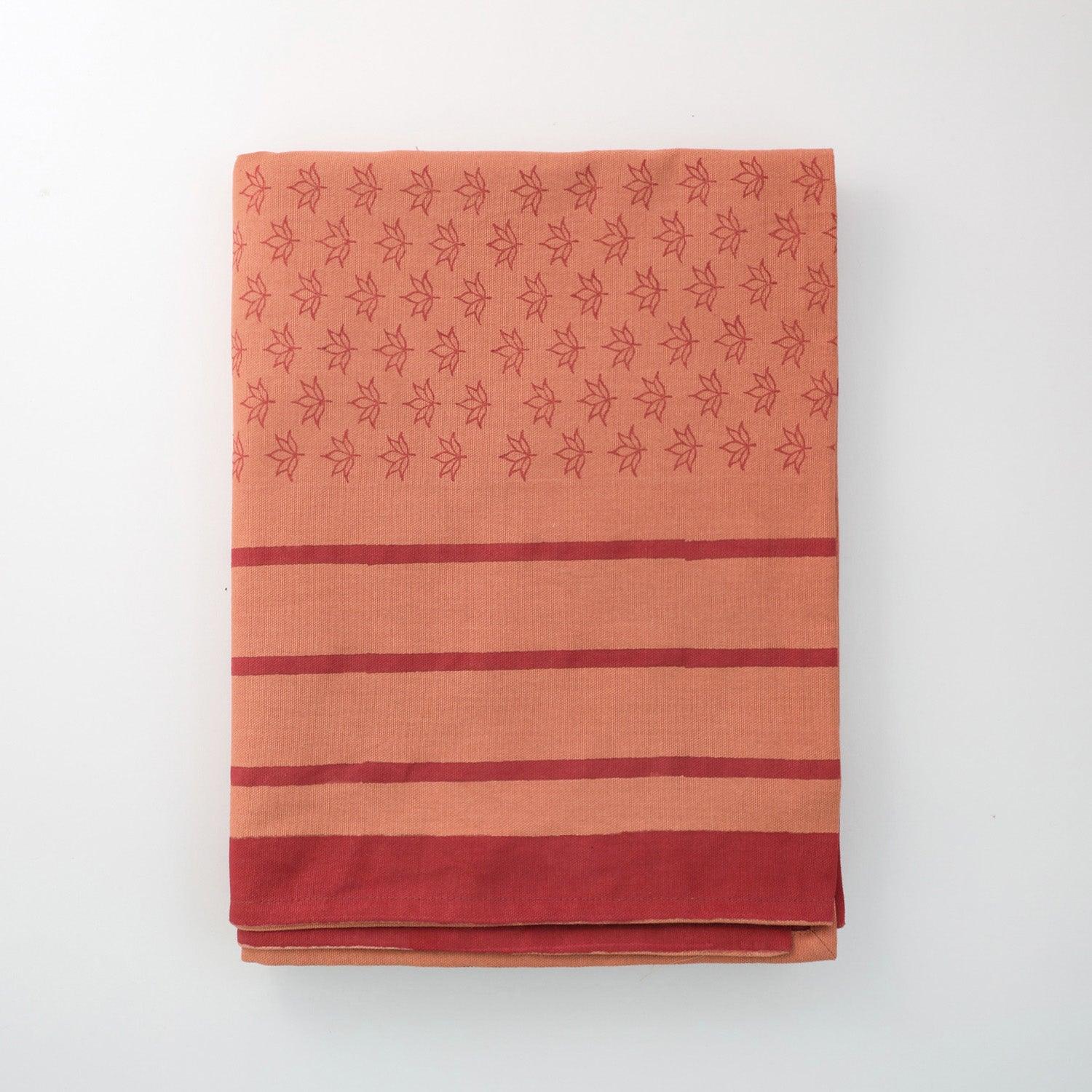 Myntra Rust Hand Towel Block-Printed Cotton Table Cloth Cover