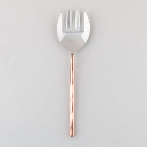 Copper Handle Steel Salad Spoon & Fork Set - Eyaas