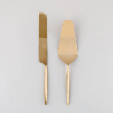 Steel Cake Knife & Server - Brass Coated - Eyaas