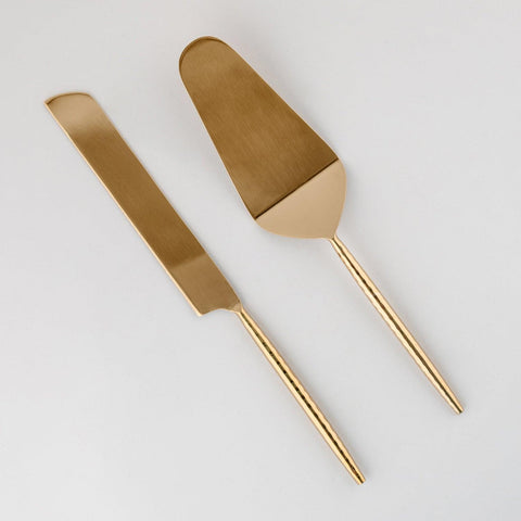 Steel Cake Knife & Server - Brass Coated - Eyaas