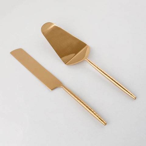 Steel Cake Knife & Server - Brass Coated - Eyaas