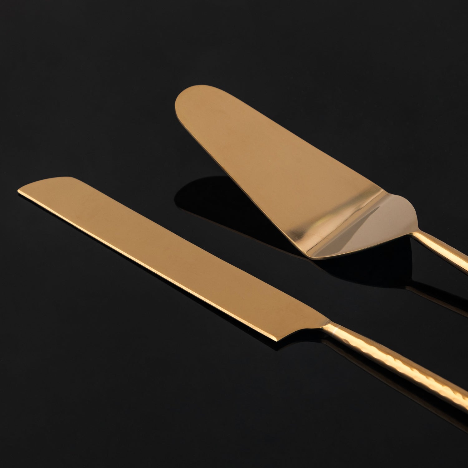 Set of 2 Stainless Steel Cake Cutting Knife & Server with Brass Coating