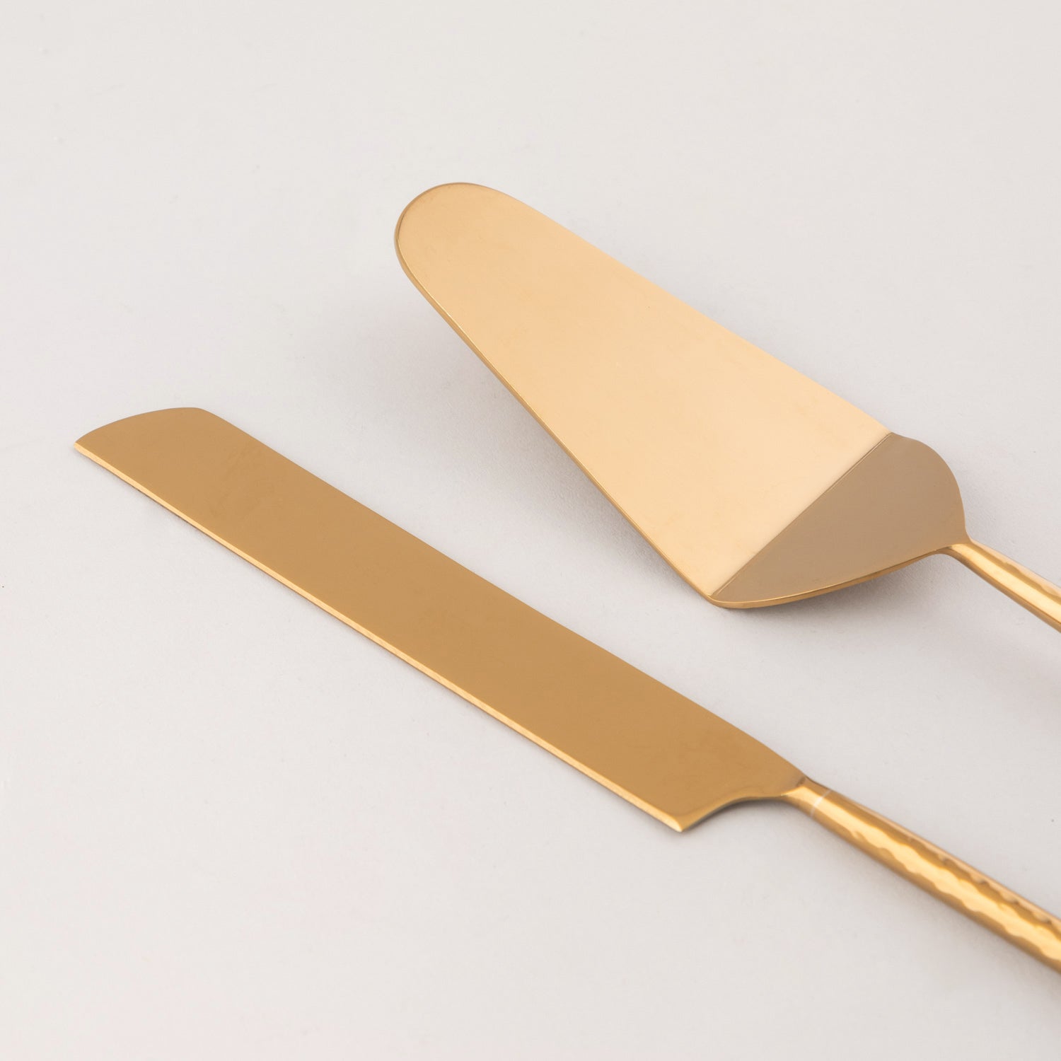 Set of 2 Stainless Steel Cake Cutting Knife & Server with Brass Coating