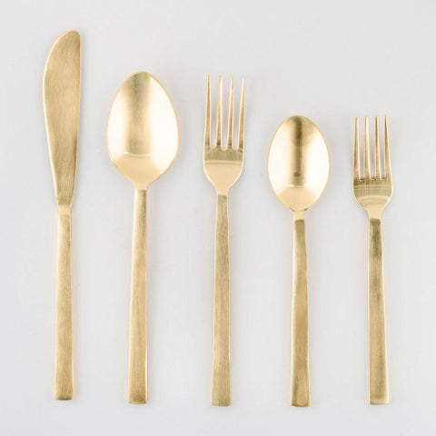 Set of 5 Stainless Steel Cutlery Set with Brass Coating - Eyaas