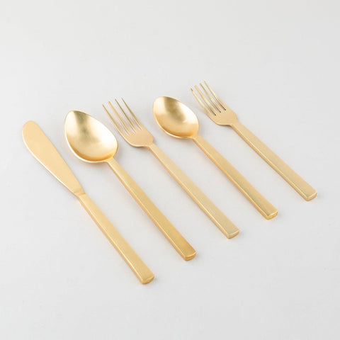 Set of 5 Stainless Steel Cutlery Set with Brass Coating - Eyaas
