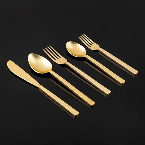 Set of 5 Stainless Steel Cutlery Set with Brass Coating - Eyaas
