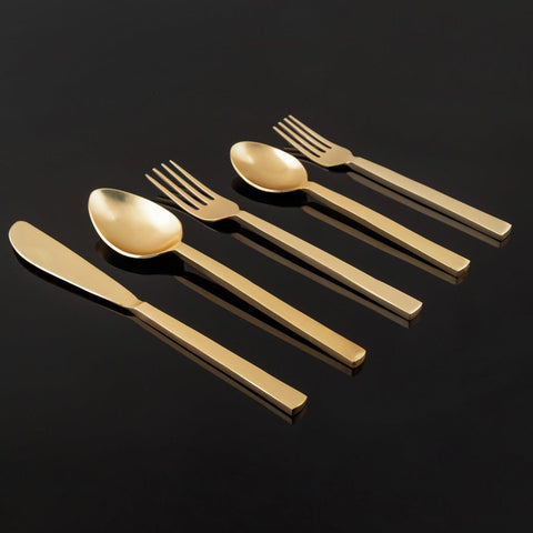 Set of 5 Stainless Steel Cutlery Set with Brass Coating - Eyaas