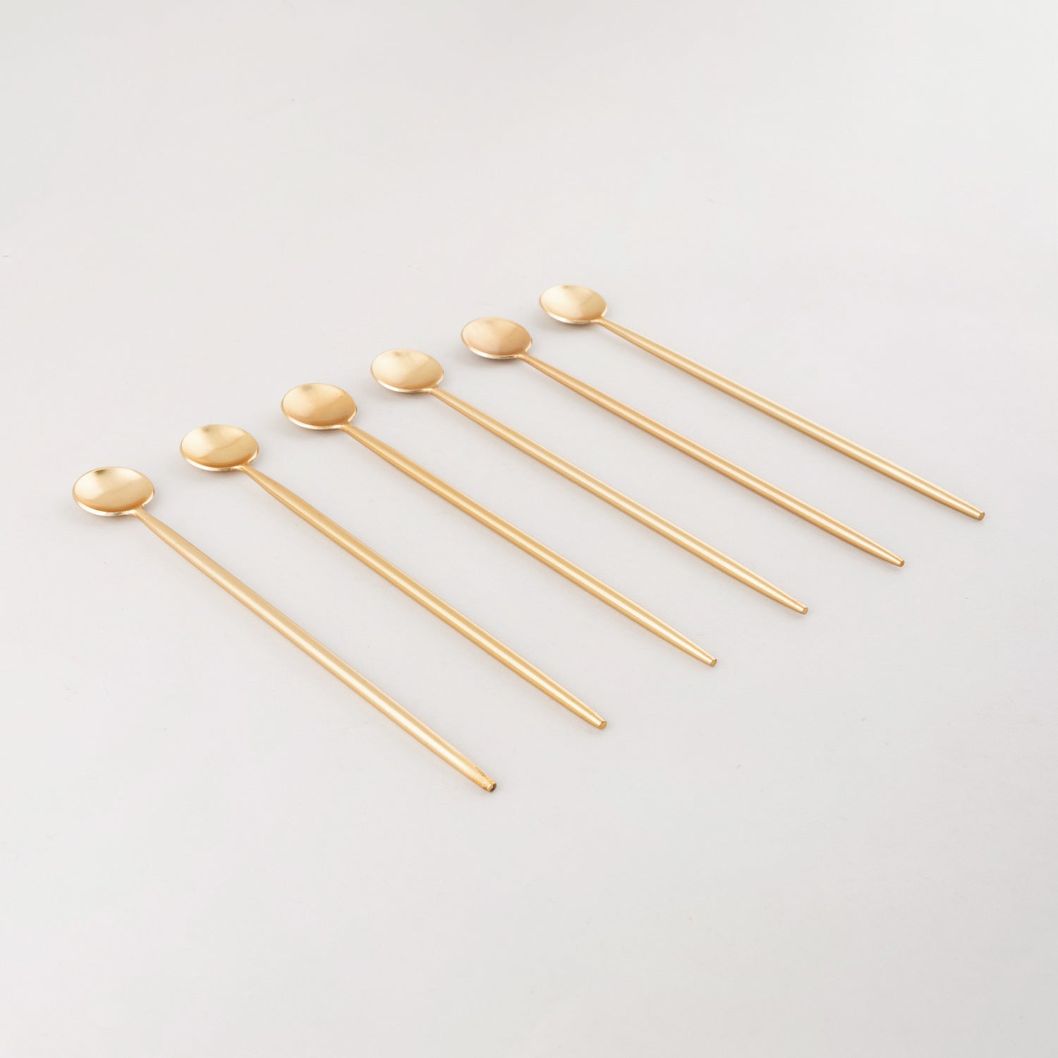 Set of 6 Stainless Steel Stirrers with Brass Coating