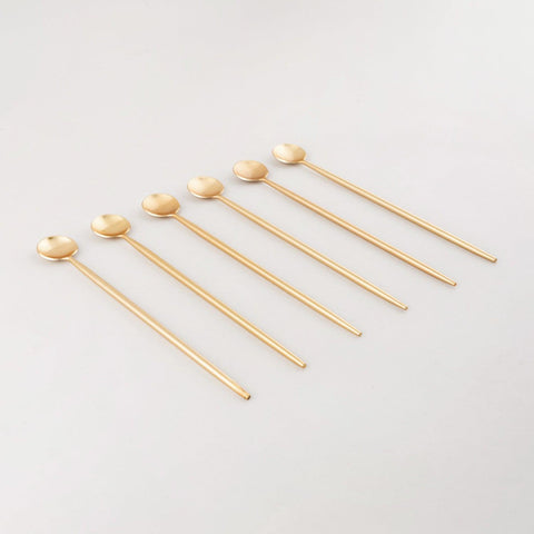 Set of 6 Stainless Steel Stirrers with Brass Coating - Eyaas