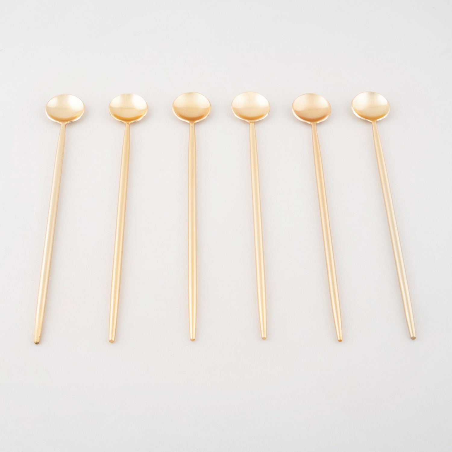 Set of 6 Stainless Steel Stirrers with Brass Coating