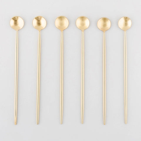 Set of 6 Stainless Steel Stirrers with Brass Coating - Eyaas