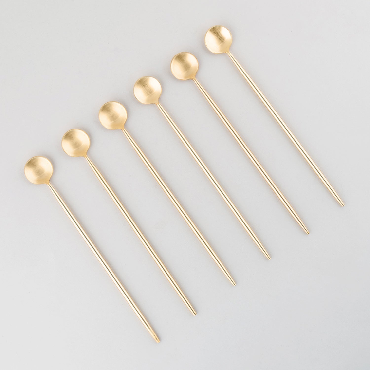 Set of 6 Stainless Steel Stirrers with Brass Coating