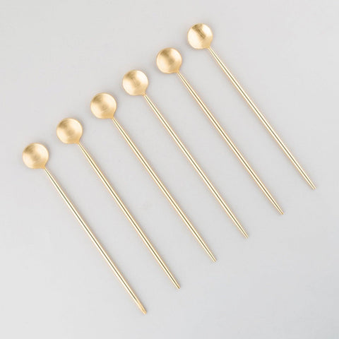 Set of 6 Stainless Steel Stirrers with Brass Coating - Eyaas