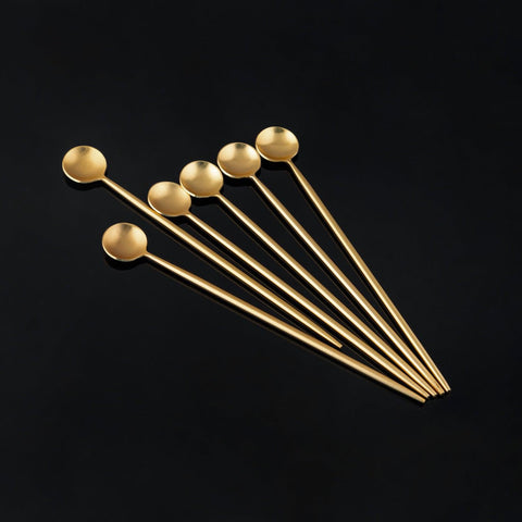 Set of 6 Stainless Steel Stirrers with Brass Coating - Eyaas