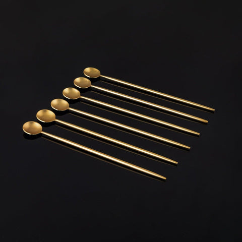 Set of 6 Stainless Steel Stirrers with Brass Coating - Eyaas