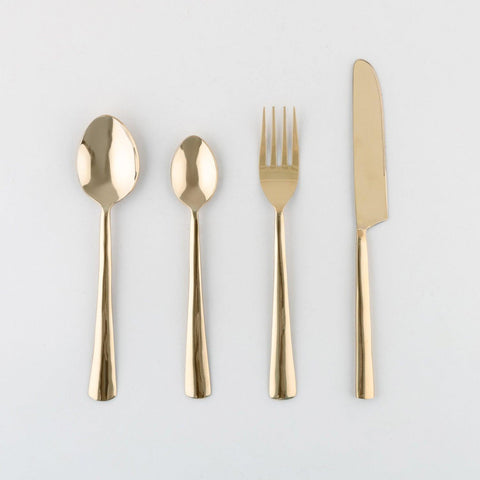 Set of 4 Stainless Steel Cutlery Set with Brass Coating - Eyaas