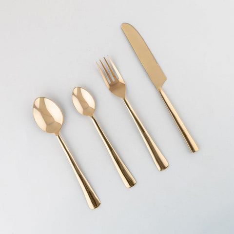 Set of 4 Stainless Steel Cutlery Set with Brass Coating - Eyaas