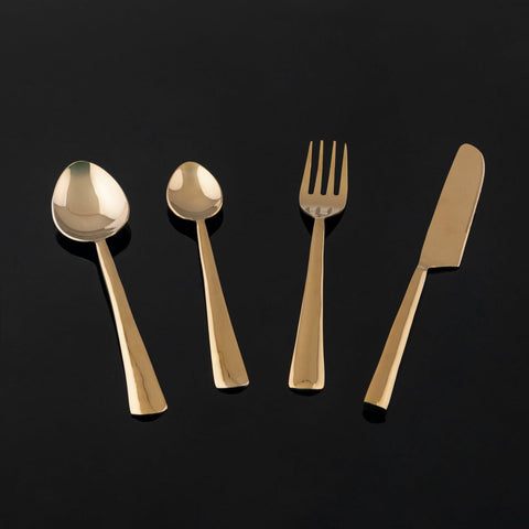Set of 4 Stainless Steel Cutlery Set with Brass Coating - Eyaas