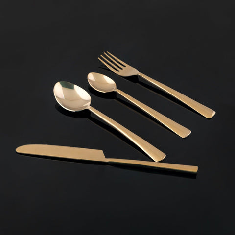 Set of 4 Stainless Steel Cutlery Set with Brass Coating - Eyaas