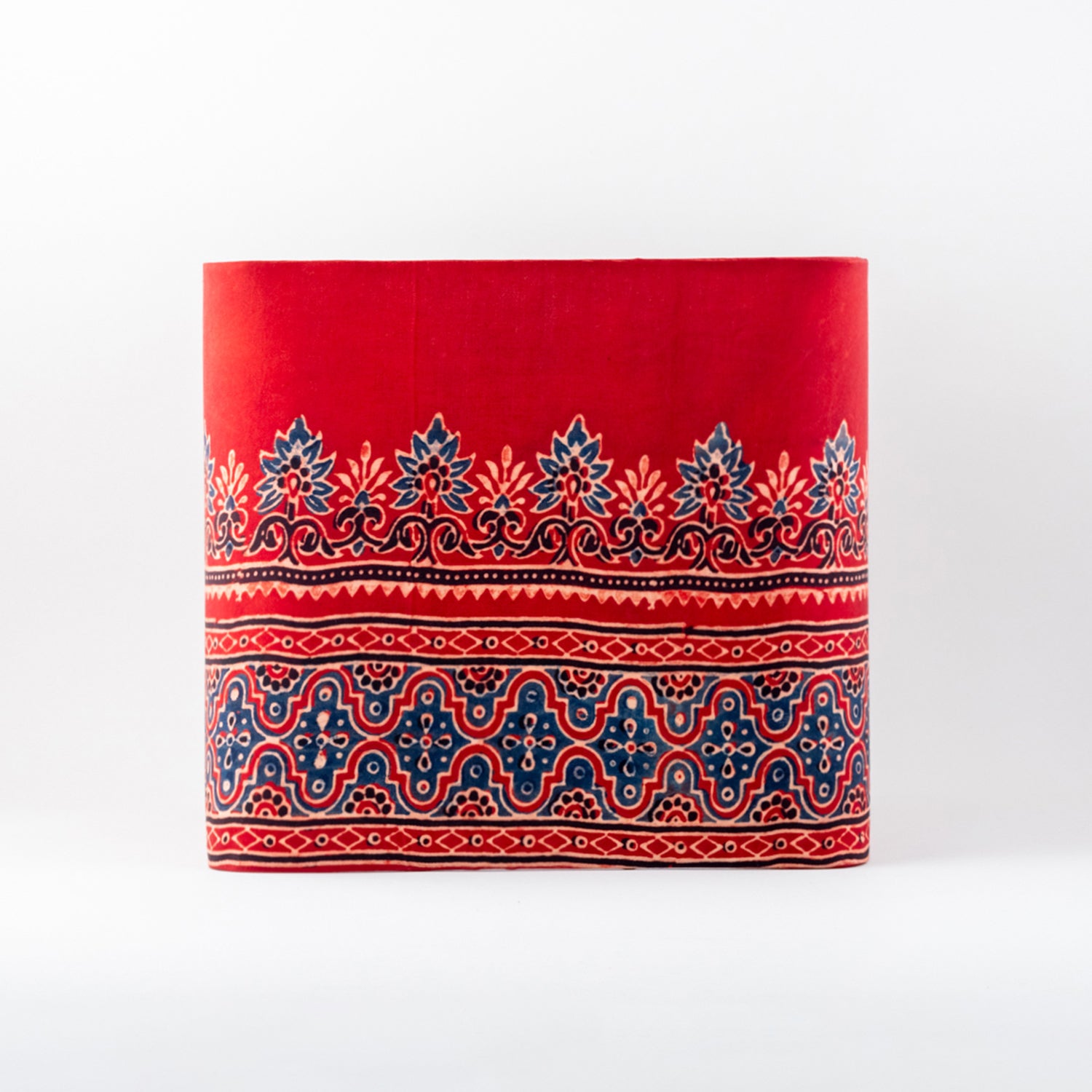 Red & Blue Square Shaped Ajrakh Lamp Shade