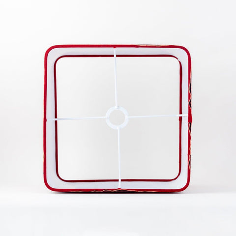 Red & Blue Square Shaped Ajrakh Lamp Shade - Eyaas