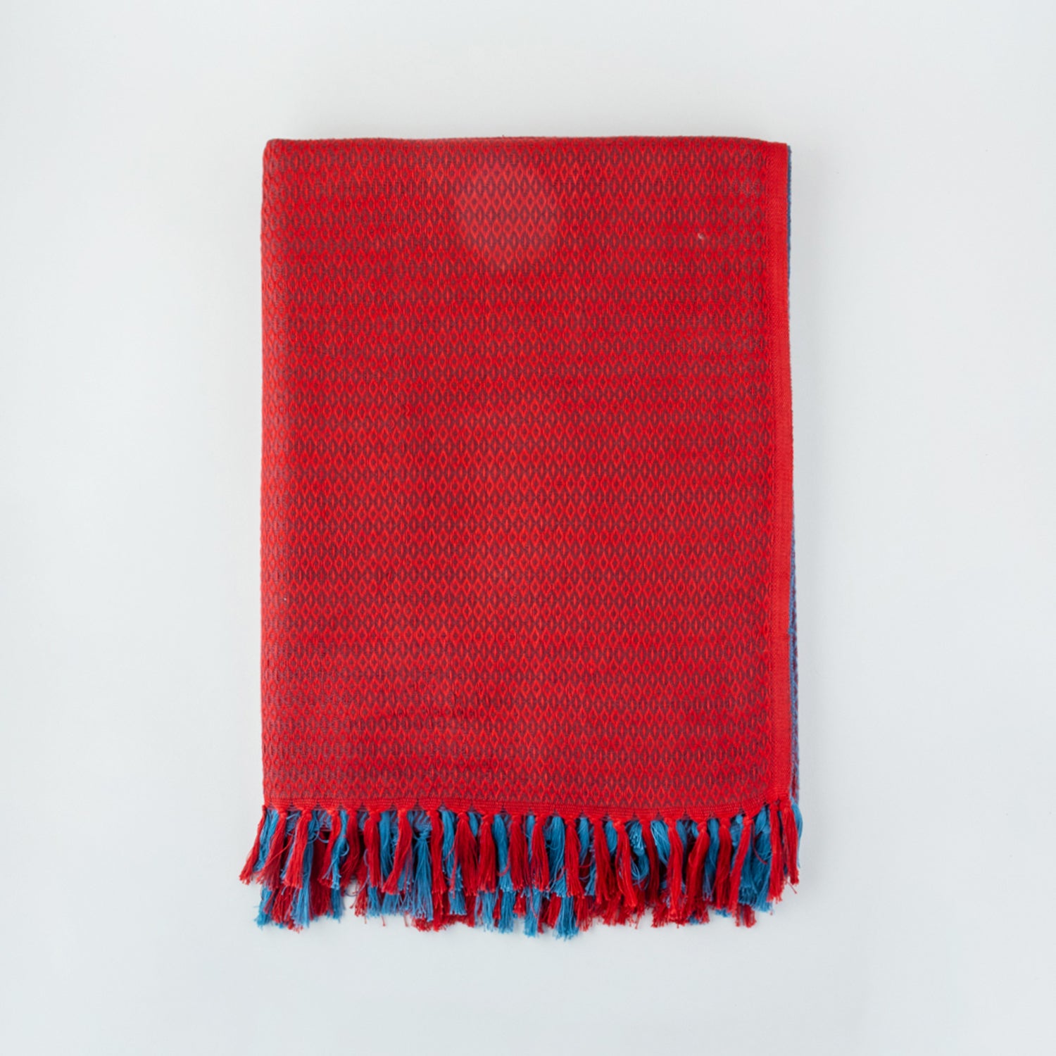 Red and Grey Handwoven Cotton Throw