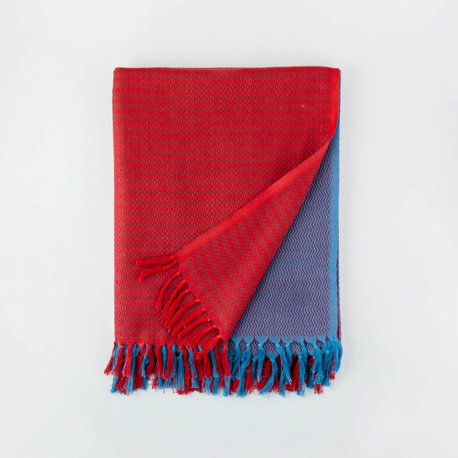 Red and Grey Handwoven Cotton Throw