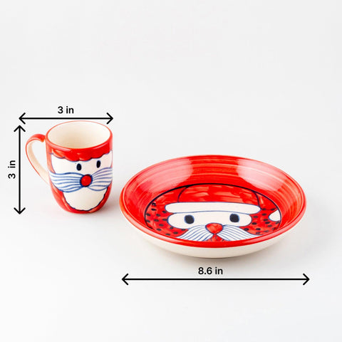 Santa Christmas Ceramic Set of 2, Plate & Mug - Eyaas