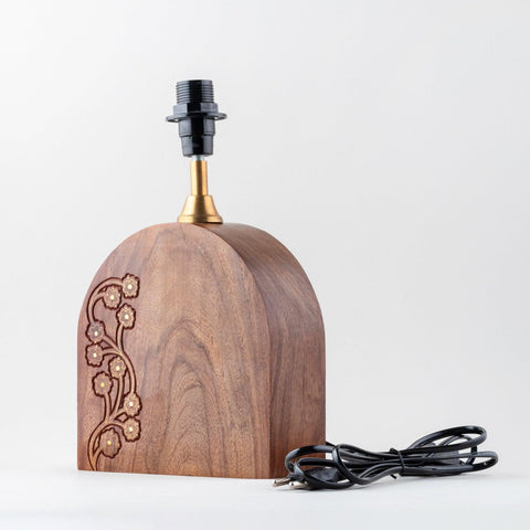 Wood with Brass Inlay Table Lamp Base (Arch) - Eyaas