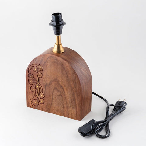 Wood with Brass Inlay Table Lamp Base (Arch) - Eyaas