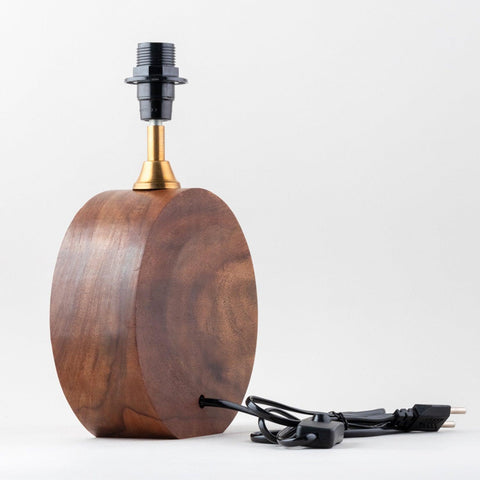 Wood with Brass Inlay Table Lamp Base (Round) - Eyaas