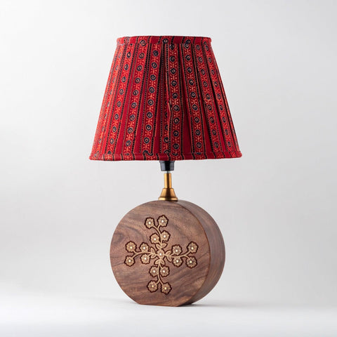 Wood with Brass Inlay Table Lamp Base (Round) - Eyaas