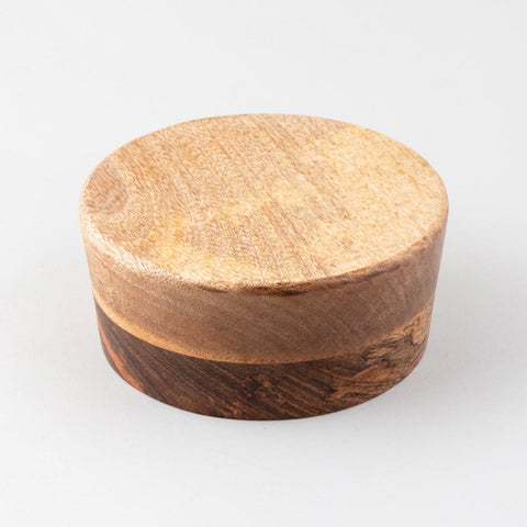 Mango Wood Flat Round Serving Bowls Set of 2 - Eyaas