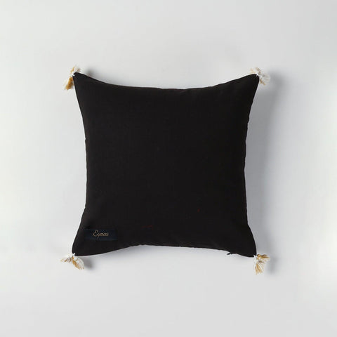Charcoal Black Handwoven Cotton Cushion Cover Pair - Eyaas