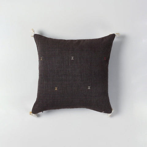 Charcoal Black Handwoven Cotton Cushion Cover Pair - Eyaas