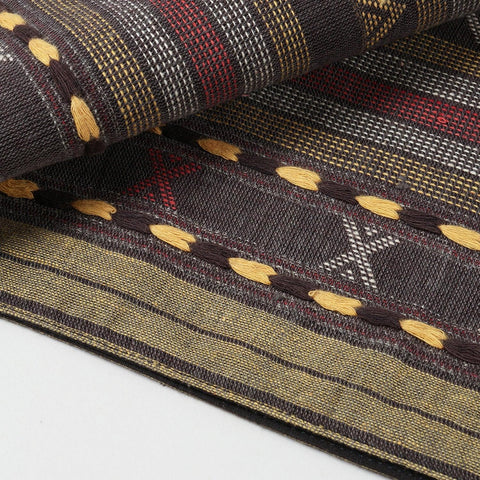 Charcoal Black Cotton Handwoven Cotton Table Runner - Eyaas