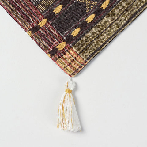 Charcoal Black Cotton Handwoven Cotton Table Runner - Eyaas