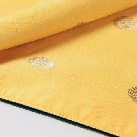 Yellow Chanderi Table Runner with Golden Motifs - Eyaas