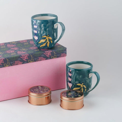 Cups (Kalamkari) & Blue Herbal Tea (40 gms) Set - Eyaas