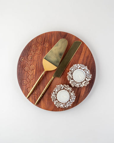 Platter, Cake Server Set, & Candle Holders Gift Hamper - Eyaas