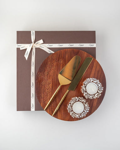 Platter, Cake Server Set, & Candle Holders Gift Hamper - Eyaas