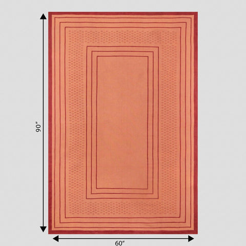 Block-Printed Cotton Table Cloth Cover, Rust & Maroon - Eyaas