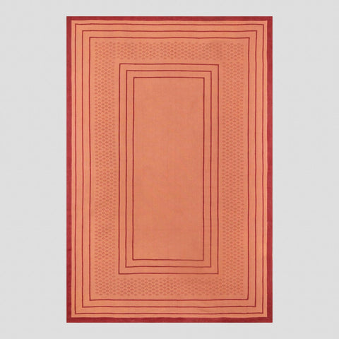 Block-Printed Cotton Table Cloth Cover, Rust & Maroon - Eyaas