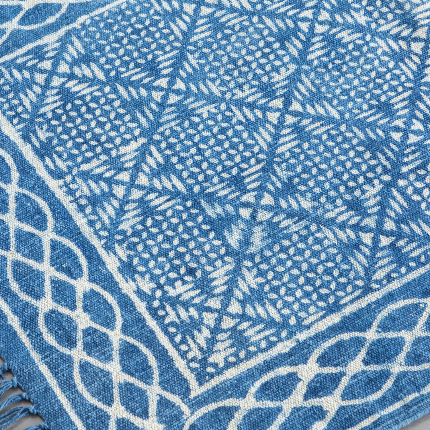 Hand Block Printed Indigo Rug - 2x3