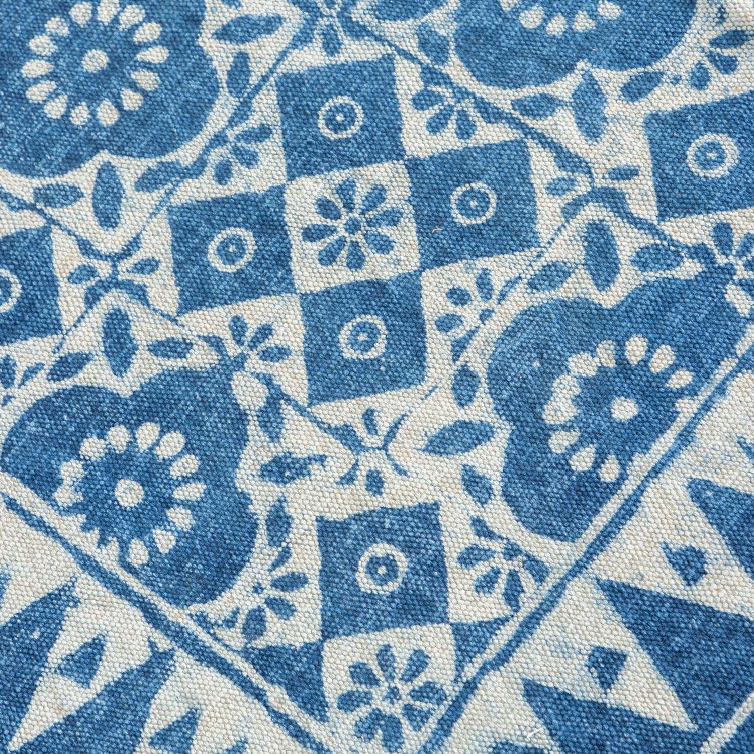 Hand Block Printed Indigo Rug - 2x3